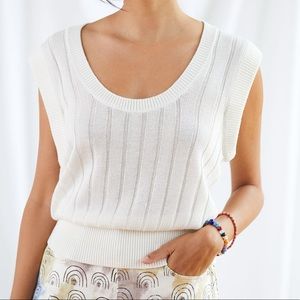 Maeve by Anthropologie Banded Knit Tank in White, Size Small, Worn 2x